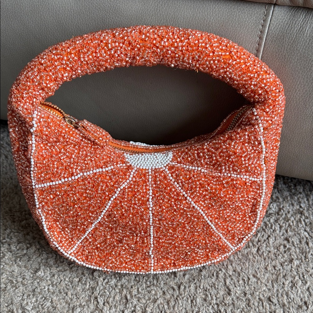 Anthropologie Orange Beaded Handbag